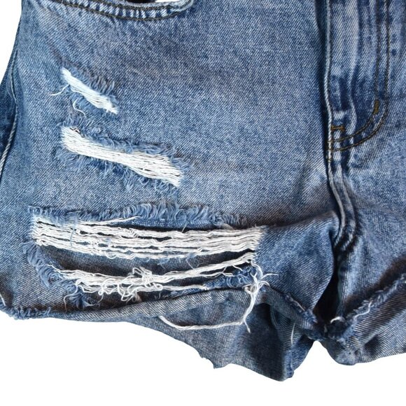 O'Neill Denim Distressed Jeans Shorts Sz 27 Beachy Surfer Girl Coastal Preppy - Picture 3 of 11